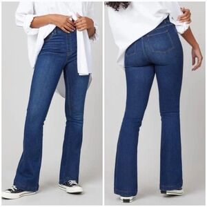 Spanx Flare Jeans Midnight Shade Dark Wash High Rise Pull On Size Medium